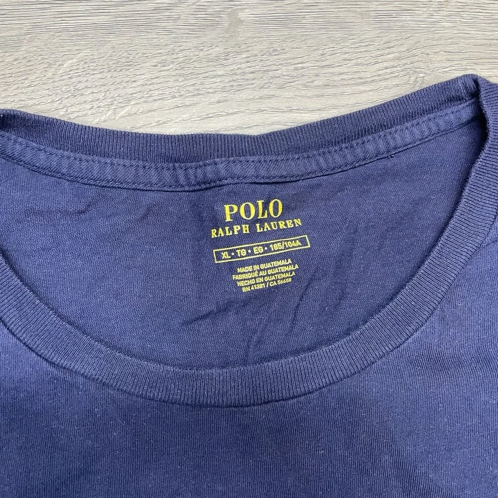 Polo Ralph Lauren Captain Navy Bear T Shirt Men Sz XL FAIR READ
